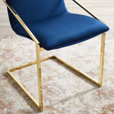 Pitch Performance Velvet Dining Armchair Gold Navy EEI-3799-GLD-NAV