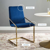 Pitch Performance Velvet Dining Armchair Gold Navy EEI-3799-GLD-NAV