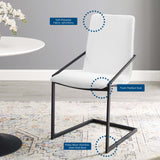 Pitch Upholstered Fabric Dining Armchair Black White EEI-3800-BLK-WHI