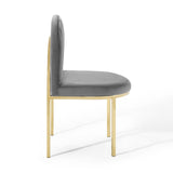 Isla Channel Tufted Performance Velvet Dining Side Chair Gold Gray EEI-3802-GLD-GRY