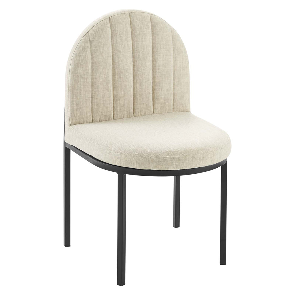 Isla Channel Tufted Upholstered Fabric Dining Side Chair Black Beige EEI-3803-BLK-BEI