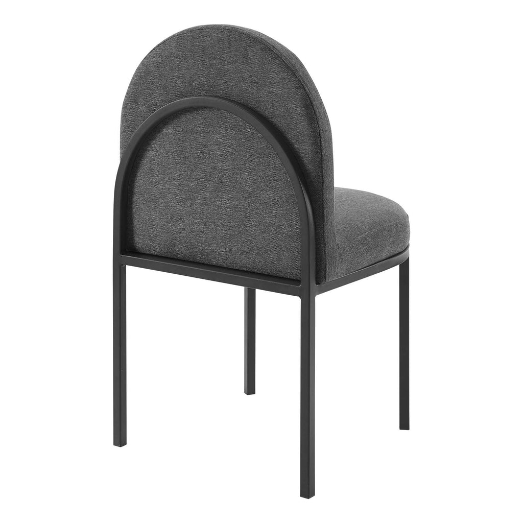 Isla Channel Tufted Upholstered Fabric Dining Side Chair Black Charcoal EEI-3803-BLK-CHA