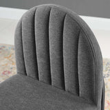 Isla Channel Tufted Upholstered Fabric Dining Side Chair Black Charcoal EEI-3803-BLK-CHA