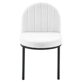Isla Channel Tufted Upholstered Fabric Dining Side Chair Black White EEI-3803-BLK-WHI