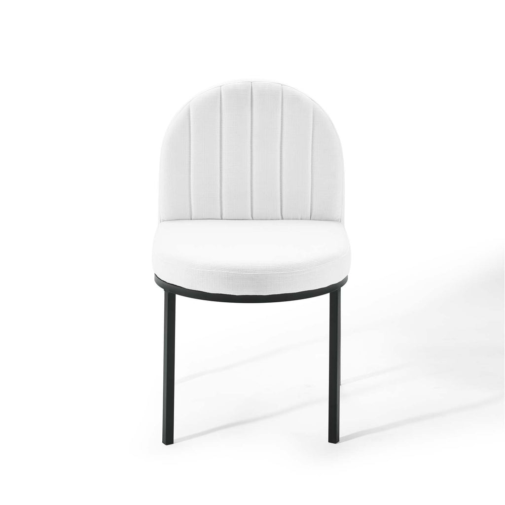 Isla Channel Tufted Upholstered Fabric Dining Side Chair Black White EEI-3803-BLK-WHI