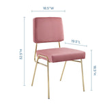 Craft Performance Velvet Dining Side Chair Gold Dusty Rose EEI-3804-GLD-DUS