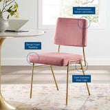 Craft Performance Velvet Dining Side Chair Gold Dusty Rose EEI-3804-GLD-DUS