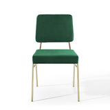 Craft Performance Velvet Dining Side Chair Gold Green EEI-3804-GLD-GRN