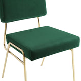 Craft Performance Velvet Dining Side Chair Gold Green EEI-3804-GLD-GRN