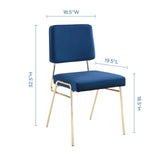 Craft Performance Velvet Dining Side Chair Gold Navy EEI-3804-GLD-NAV