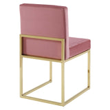 Carriage Channel Tufted Sled Base Performance Velvet Dining Chair Gold Dusty Rose EEI-3806-GLD-DUS