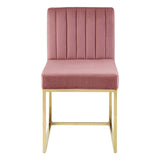 Carriage Channel Tufted Sled Base Performance Velvet Dining Chair Gold Dusty Rose EEI-3806-GLD-DUS