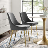 Viscount Performance Velvet Dining Chairs - Set of 2 Gold Charcoal EEI-3808-GLD-CHA