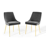 Viscount Performance Velvet Dining Chairs - Set of 2 Gold Charcoal EEI-3808-GLD-CHA