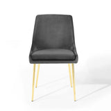 Viscount Performance Velvet Dining Chairs - Set of 2 Gold Charcoal EEI-3808-GLD-CHA