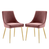 Viscount Performance Velvet Dining Chairs - Set of 2 Gold Dusty Rose EEI-3808-GLD-DUS