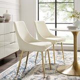 Viscount Performance Velvet Dining Chairs - Set of 2 Gold Ivory EEI-3808-GLD-IVO