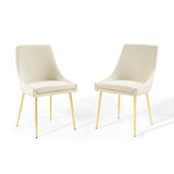 Viscount Performance Velvet Dining Chairs - Set of 2 Gold Ivory EEI-3808-GLD-IVO