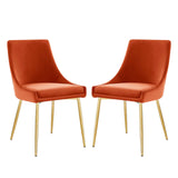 Viscount Performance Velvet Dining Chairs - Set of 2 Gold Orange EEI-3808-GLD-ORA