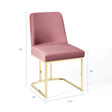 Amplify Sled Base Performance Velvet Dining Side Chair Gold Dusty Rose EEI-3810-GLD-DUS