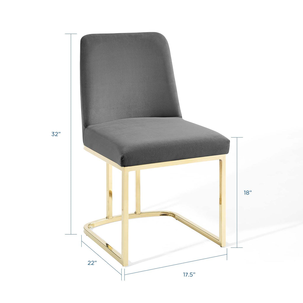 Amplify Sled Base Performance Velvet Dining Side Chair Gold Gray EEI-3810-GLD-GRY