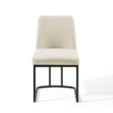 Amplify Sled Base Upholstered Fabric Dining Side Chair Black Beige EEI-3811-BLK-BEI