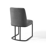 Amplify Sled Base Upholstered Fabric Dining Side Chair Black Charcoal EEI-3811-BLK-CHA
