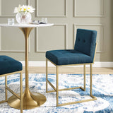 Privy Gold Stainless Steel Upholstered Fabric Counter Stool Gold Azure EEI-3852-GLD-AZU