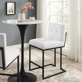 Privy Black Stainless Steel Upholstered Fabric Counter Stool Black White EEI-3854-BLK-WHI