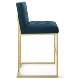 Privy Gold Stainless Steel Upholstered Fabric Bar Stool Gold Azure EEI-3855-GLD-AZU