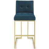 Privy Gold Stainless Steel Upholstered Fabric Bar Stool Gold Azure EEI-3855-GLD-AZU