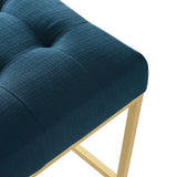 Privy Gold Stainless Steel Upholstered Fabric Bar Stool Gold Azure EEI-3855-GLD-AZU