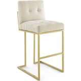 Privy Gold Stainless Steel Upholstered Fabric Bar Stool Gold Beige EEI-3855-GLD-BEI