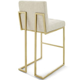 Privy Gold Stainless Steel Upholstered Fabric Bar Stool Gold Beige EEI-3855-GLD-BEI