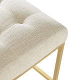 Privy Gold Stainless Steel Upholstered Fabric Bar Stool Gold Beige EEI-3855-GLD-BEI