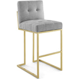 Privy Gold Stainless Steel Upholstered Fabric Bar Stool Gold Light Gray EEI-3855-GLD-LGR