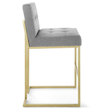 Privy Gold Stainless Steel Upholstered Fabric Bar Stool Gold Light Gray EEI-3855-GLD-LGR