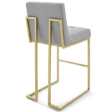 Privy Gold Stainless Steel Upholstered Fabric Bar Stool Gold Light Gray EEI-3855-GLD-LGR