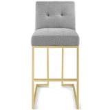 Privy Gold Stainless Steel Upholstered Fabric Bar Stool Gold Light Gray EEI-3855-GLD-LGR