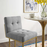 Privy Gold Stainless Steel Upholstered Fabric Bar Stool Gold Light Gray EEI-3855-GLD-LGR