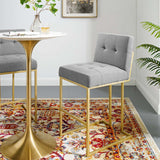 Privy Gold Stainless Steel Upholstered Fabric Bar Stool Gold Light Gray EEI-3855-GLD-LGR