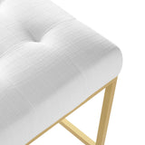 Privy Gold Stainless Steel Upholstered Fabric Bar Stool Gold White EEI-3855-GLD-WHI