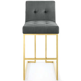 Privy Gold Stainless Steel Performance Velvet Bar Stool Gold Charcoal EEI-3856-GLD-CHA