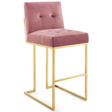 Privy Gold Stainless Steel Performance Velvet Bar Stool Gold Dusty Rose EEI-3856-GLD-DUS