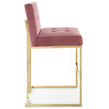 Privy Gold Stainless Steel Performance Velvet Bar Stool Gold Dusty Rose EEI-3856-GLD-DUS