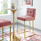 Privy Gold Stainless Steel Performance Velvet Bar Stool Gold Dusty Rose EEI-3856-GLD-DUS