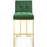 Privy Gold Stainless Steel Performance Velvet Bar Stool Gold Emerald EEI-3856-GLD-EME