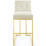 Privy Gold Stainless Steel Performance Velvet Bar Stool Gold Ivory EEI-3856-GLD-IVO