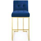 Privy Gold Stainless Steel Performance Velvet Bar Stool Gold Navy EEI-3856-GLD-NAV