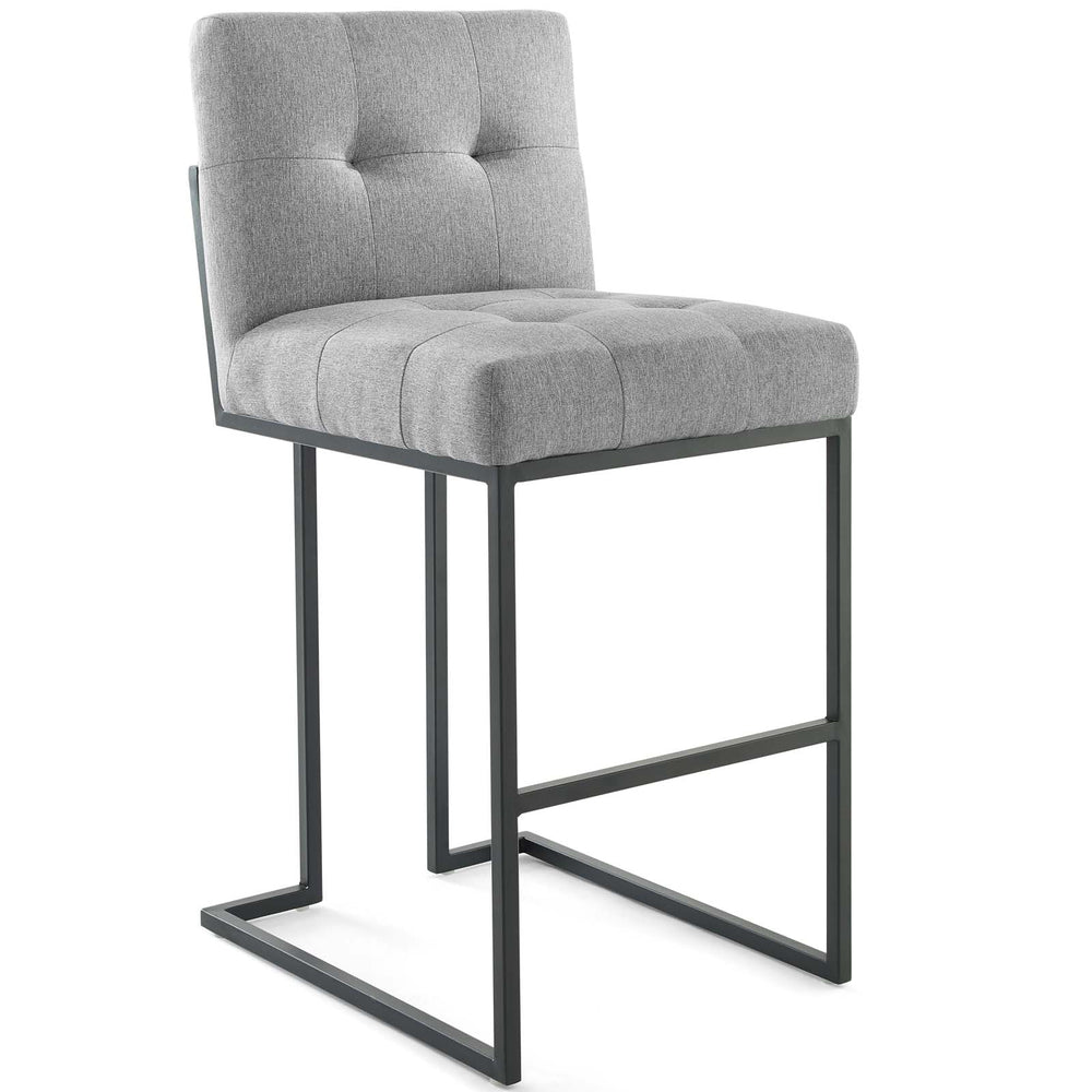 Privy Black Stainless Steel Upholstered Fabric Bar Stool Black Light Gray EEI-3857-BLK-LGR